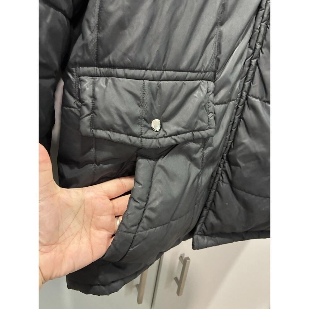 Vtg 70s Dakota Black Quilted Puffer Jacket XL XXL Ranchcore Workwear Faux Fur - Picture 5 of 10